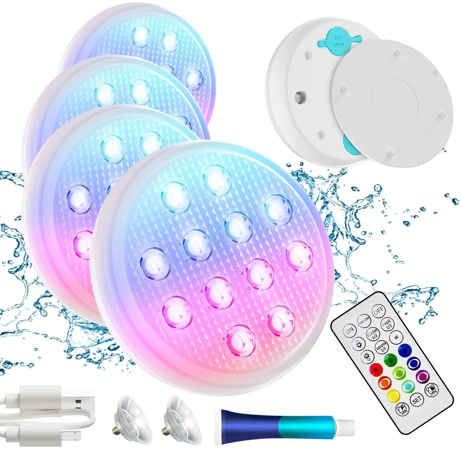 2/4 PCS - Ultra-High Brightness Rechargeable Submersible LED Lights with Remote - Image 9