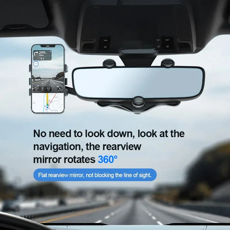 360° Rotatable Car Rearview Mirror Phone Holder - Image 3