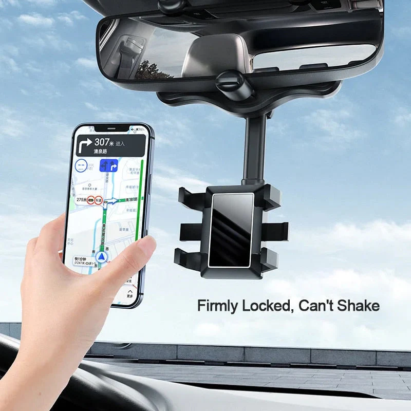 Multifunctional 360 Rotatable Car Rearview Mirror Phone Holder - Image 3